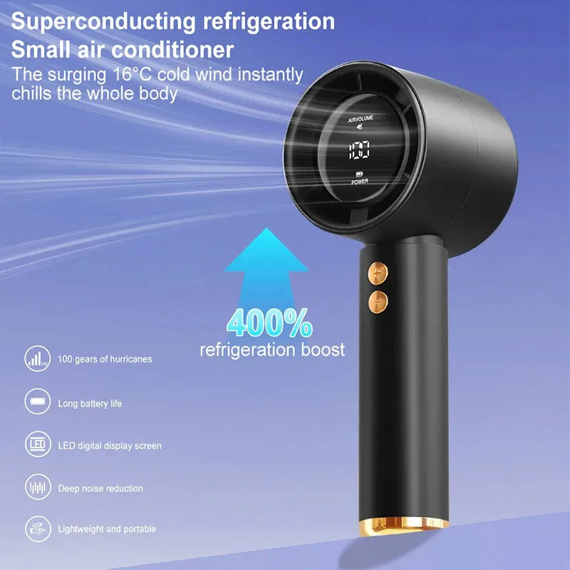 Kaze Handheld Turbo Fan — 100 Speeds | Zero Sweat